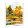 thumbnail image 2 of Designart 'Autumn Forest By The Lake Side II' Lake House Framed Art Print, 2 of 4