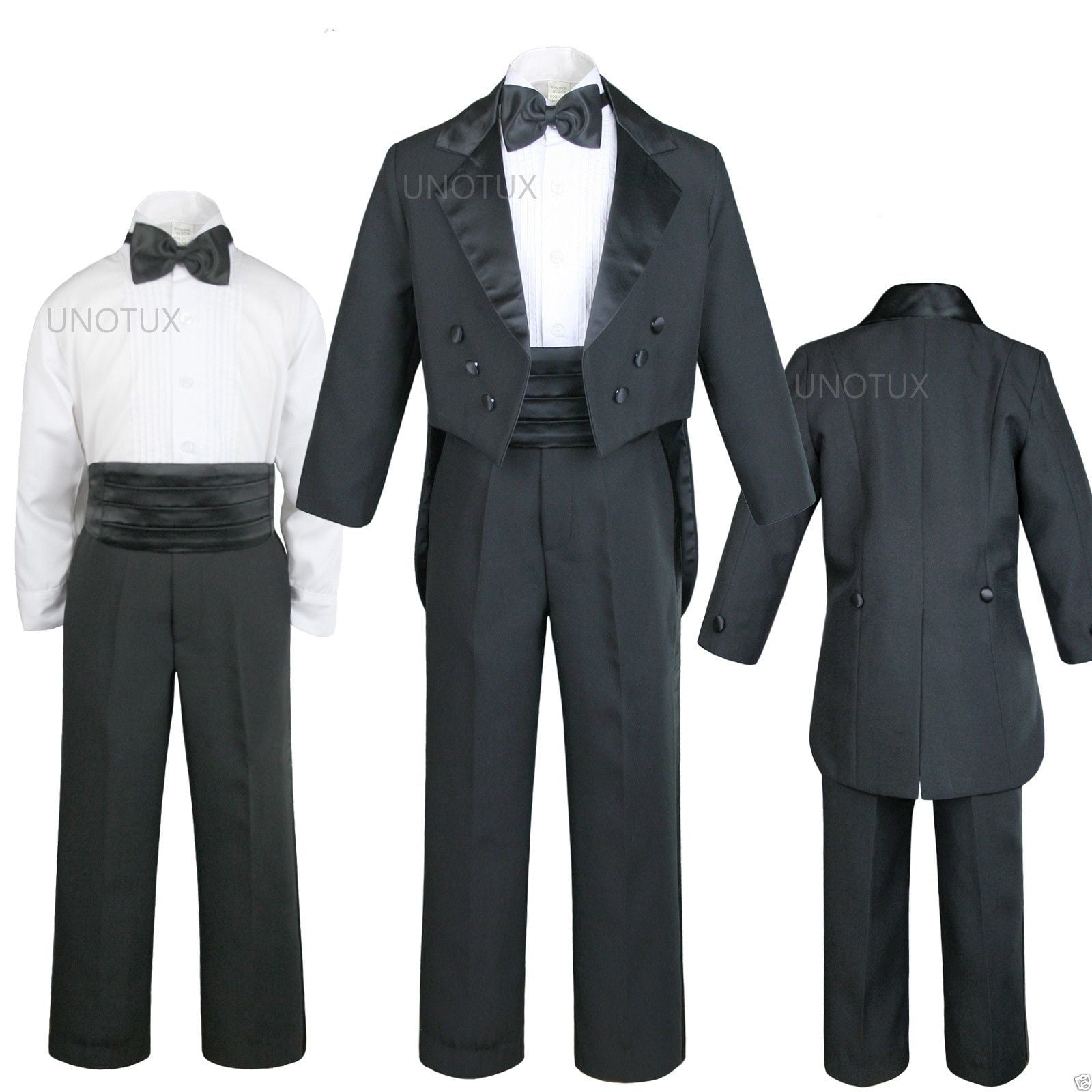 BABY INFANT TODDLER BOYS TUXEDO SUIT WHITE CUMMERBUND SIZE 0 to 20
