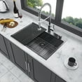 thumbnail image 6 of 33×22 Inches Gunmetal Black 16-Gauge Stainless Steel Kitchen Drop in Single-Basin Top-Mounted Sink Basin, 6 of 8