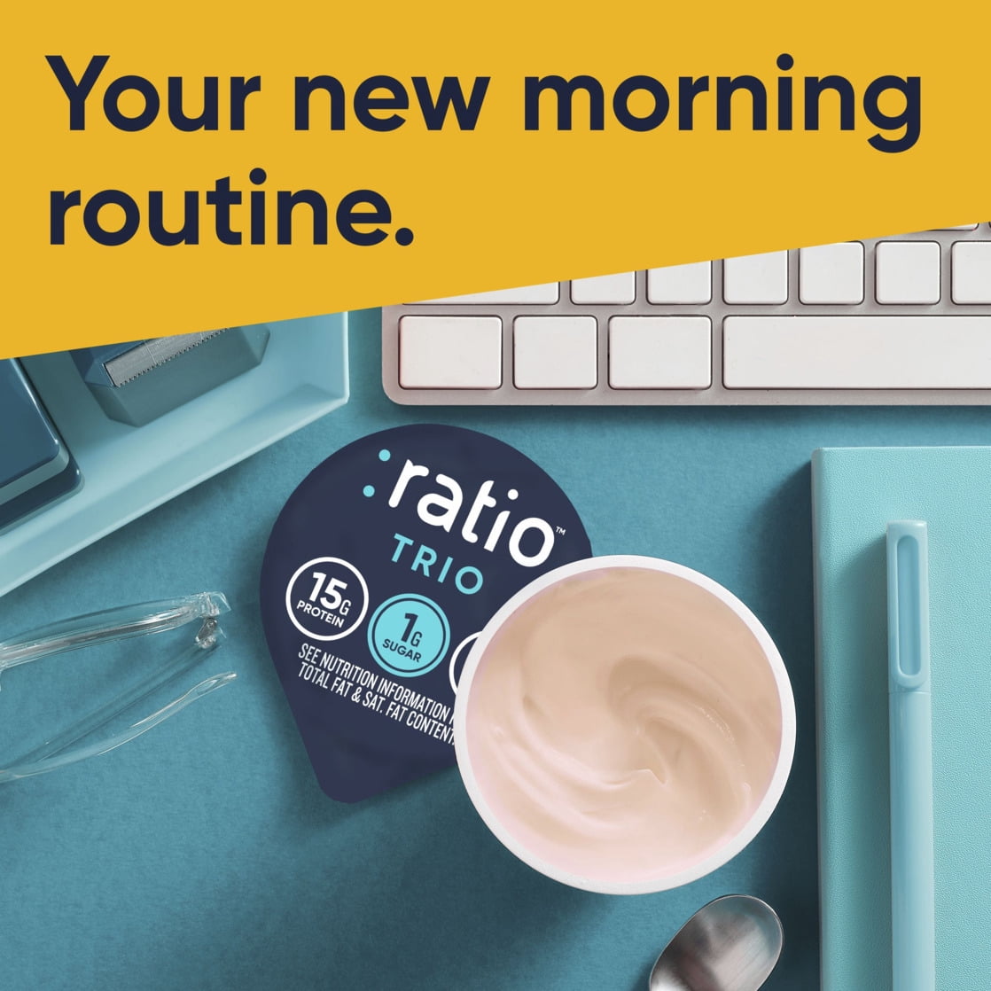 Ratio Trio Yogurt Cultured Dairy Snack, Strawberry, 1g Sugar, Keto Friendly, 5.3 oz