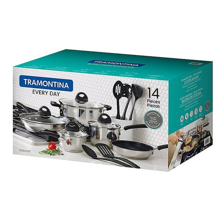 Tramontina Everyday 14 PC Stainless Steel Tri-Ply Base Cookware Set