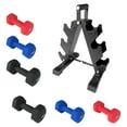 thumbnail image 1 of Neoprene Dumbbell Set – 5/10/15 lb Pairs – PVC Coated – Lightweight – Collapsible Iron Rack – Women & Kids – Home Strength Training, 1 of 6