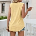 thumbnail image 5 of Tank Tops for Women Plus Size Sleeveless V-neck Solid Color Comfortable Hollow Out Loose T-shirt Casual Tops Yellow M, 5 of 5