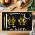 thumbnail image 2 of Cats Pawprints Placemats Set of 6, Yellow Black Buffalo Plaid Pets Paw Placemats for Dining Table, Place Mats for Kitchen Tabletop, Waterproof Wipeable Dining Table Mats Set, 2 of 9