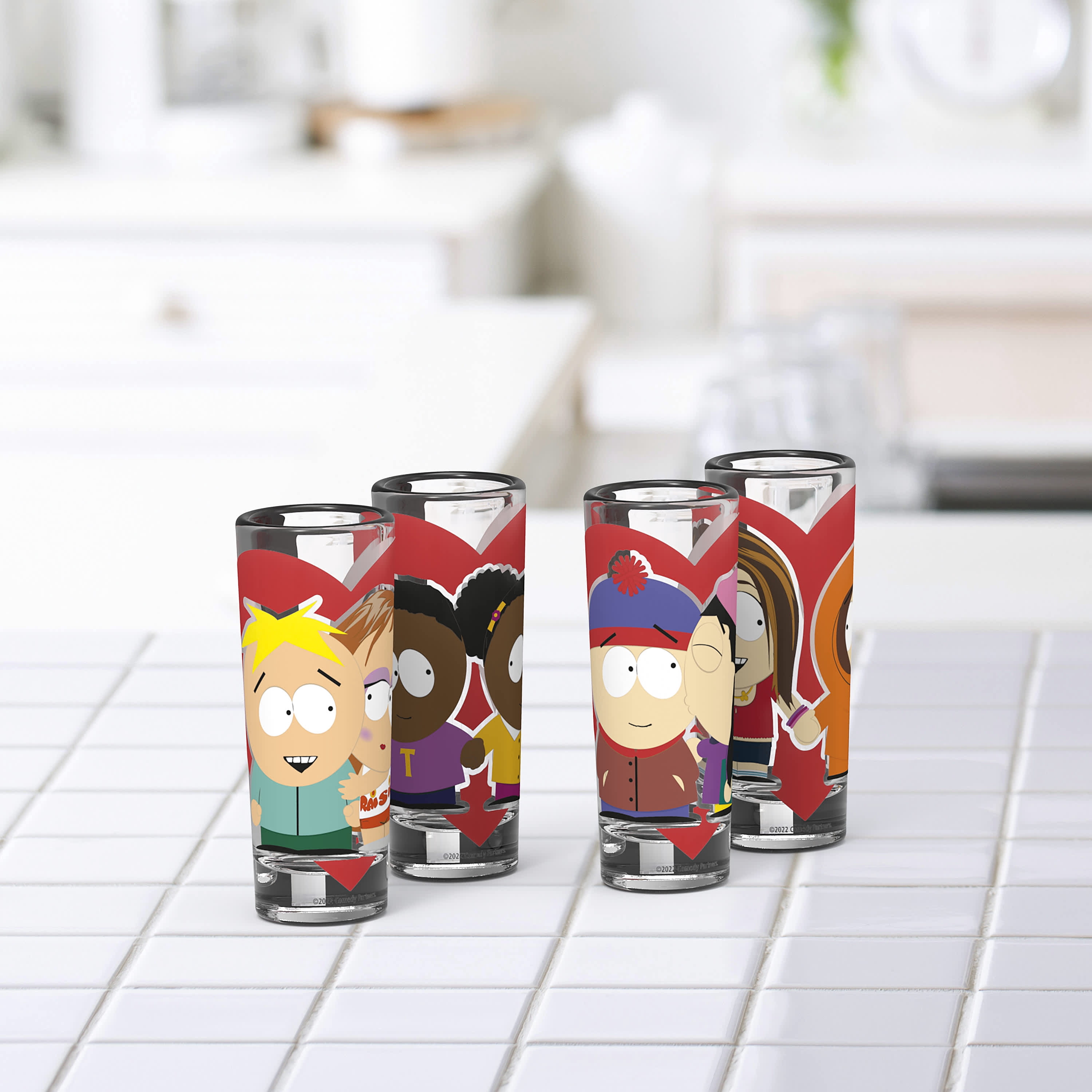 Zak Everyday Smiles South Park 4-piece Valentine Mini Glass Set New with Tag