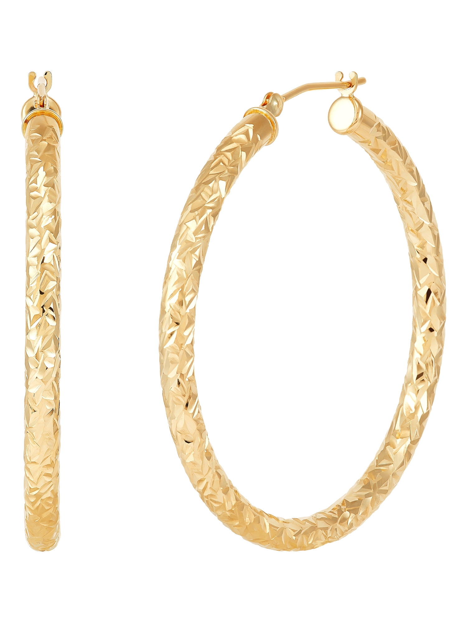 Brilliance Fine Jewelry 10K Yellow Gold 3MM X 40MM Hollow Round Hoop Earrings