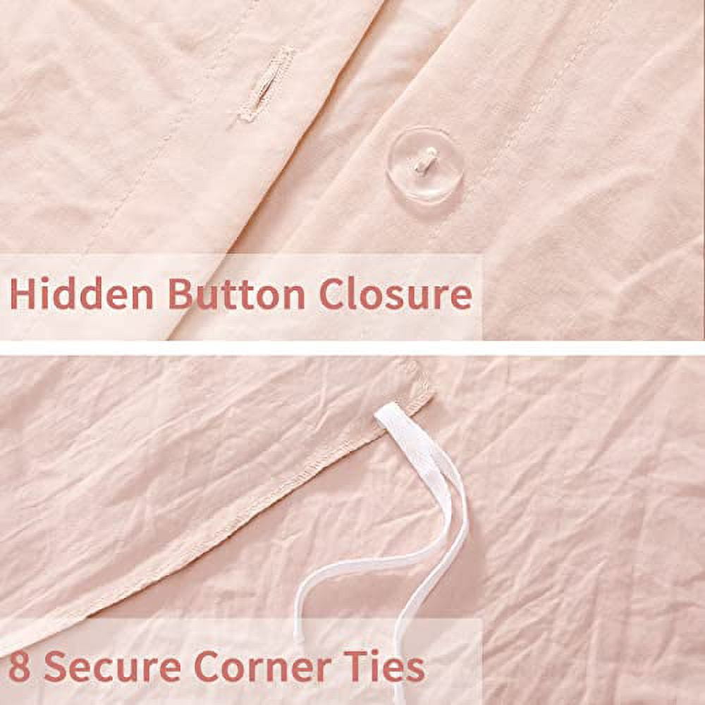 Ruffled Duvet Cover Twin/Queen/King Size, 3 Pieces Soft Washed Microfiber Duvet Cover Set, Shabby Chic Home Bedding Duvet Covers with Button Closure
