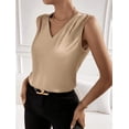 thumbnail image 4 of CHUMUD Womens Satin Tank Tops V Neck Pleated Sleeveless Business Casual Outfit Summer Dressy Work Blouse, 4 of 7