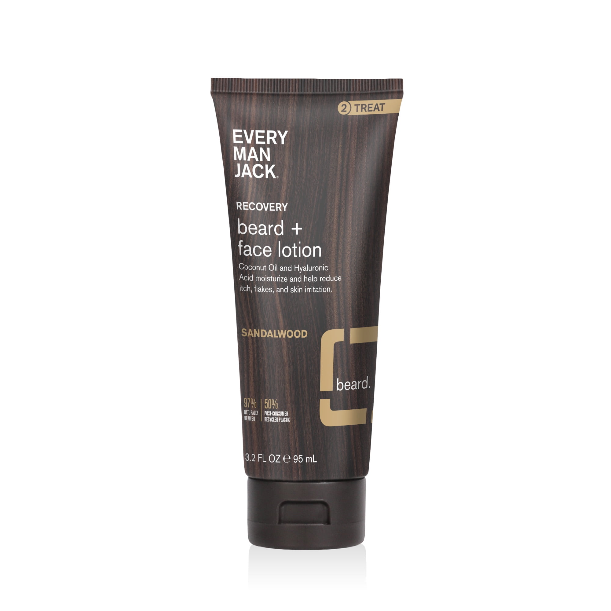 Every Man Jack Sandalwood Recovery Beard and Face Lotion for Men, Naturally Derived, 3.2 oz