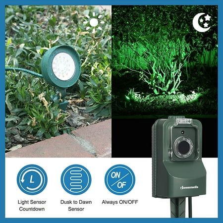 stake timer power weatherproof sensor waterproof switch strip outdoor light dewenwils