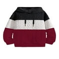 thumbnail image 1 of Jacquard Contrast Color Hooded Long Sleeve Tops for Men, 1 of 4