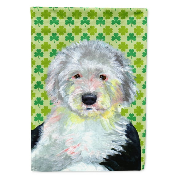 Carolines Treasures LH9216-FLAG-PARENT Old English Sheepdog St. Patricks Day Shamrock Portrait Flag  multicolor