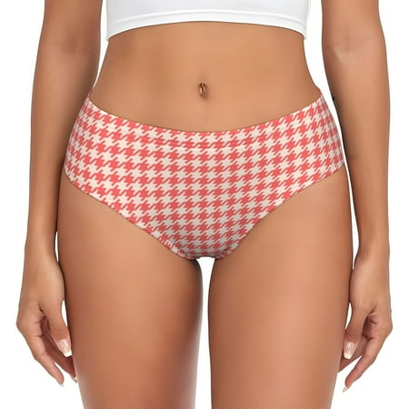 Sikiie Houndstooth With Red And White Women s High Waisted Cotton Underwear Soft Breathable Panties Stretch Briefs Seamless Ladies Panties-X-Large