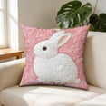 thumbnail image 4 of Easter Decorations Throw Pillow Case Rabbit Cotton Linen Watercolor Easter Bunny with Floral Wreath Pillow Cushion Covers Home Sofa Decorative 18 X 18 Inch Pillow Covers, 4 of 6