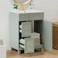 thumbnail image 2 of 24" Bathroom Vanity Cabinet with Ceramic Sink, 2 Drawers, 1 Door,Green, 2 of 22