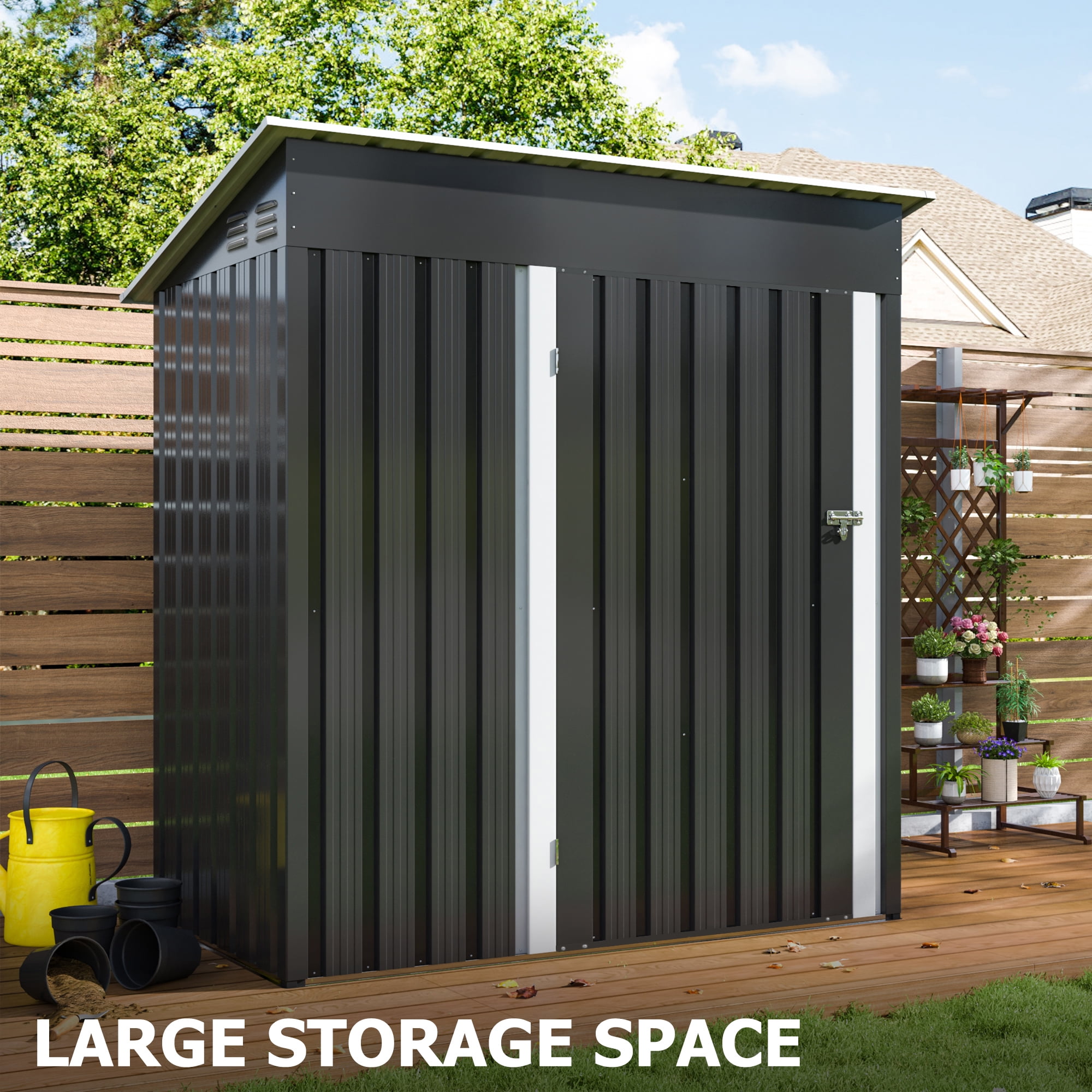 NETAJE 5'x3' Outdoor Metal Storage Shed with Updated Frame Structure and Lockable Doors for Backyard Garden Patio Lawn