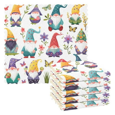 6 Packs Various Gnome Kitchen Dish Towels Soft Absorbent Dish Cloths 11"x11"
