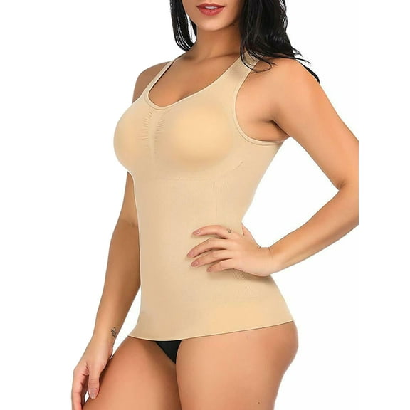 MISS MOLY Women's Compression Camisole with Built in Removable Bra Pads Body Shaper Tank Tops