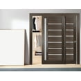 thumbnail image 3 of Sliding Closet Bypass Doors with Frosted Glass | Quadro 4088 Chocolate Ash| Sturdy Rails Moldings Trims Hardware Set | Wood Solid Bedroom Wardrobe Doors -36" x 96" (2* 18x96), 3 of 6