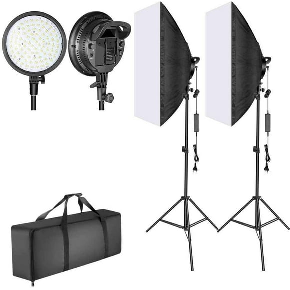 Vivider (TM) 2PCS Softbox Photography Kit d'Éclairage Continu 20 "X 28" Équipement de Studio Photo Professionnel avec Support Réglable de 2 M et Dimmable, Température de Couleur Ajuster l'Ampoule LED