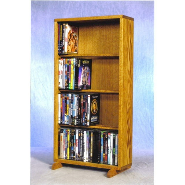 Wood Shed Solid Oak 4 Row Dowel CD/DVD Cabinet Tower Clear