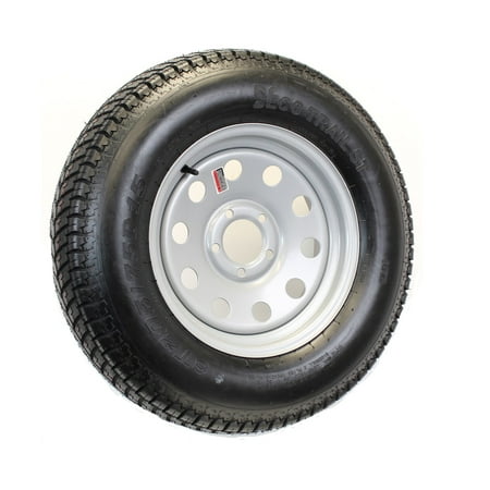 Trailer Tire On Rim ST205/75D15 F78-15 205/75-15 LRC 5 Lug Wheel Silver (Best Fifth Wheel Trailer Tires)