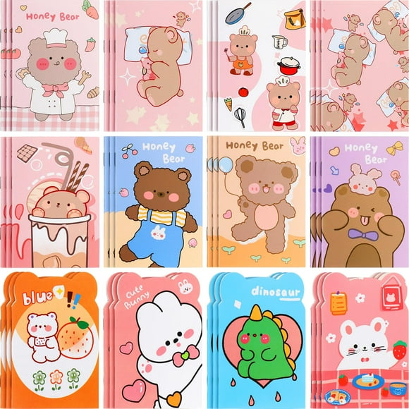 Minicuadernos Yexiya para niños con bonitos dibujos animados de gato panda, 36 unidades
