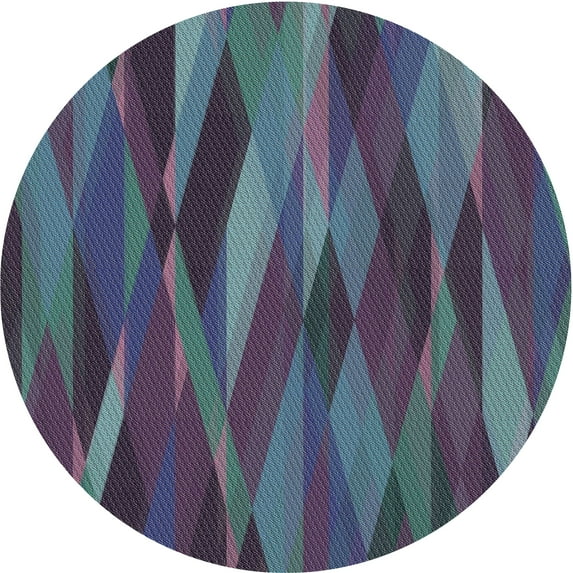 Ahgly Company Indoor Round Patterned Dark Slate Blue Novelty Area Rugs, 3' Round