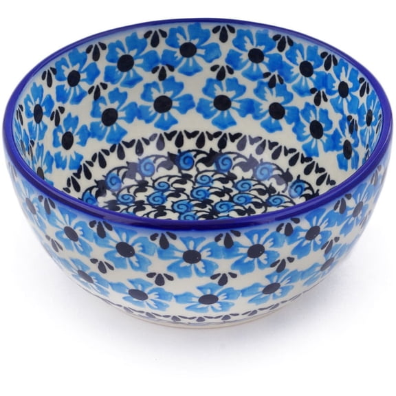 Polish Pottery 5¼-inch Bowl (Pansy Plenty Theme) Hand Painted in Boleslawiec, Poland   Certificate of Authenticity
