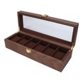 thumbnail image 5 of Caja organizadora de almacenamiento de joyería y reloj de madera Vintage con 6 ranuras, caja contenedor de almacenamiento para exhibición, 5 of 5