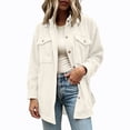 thumbnail image 2 of Mifsaly Womens Waffle Knit Shacket Lapel Collar Button Down Long Sleeve Shirt Jacket Relaxed Fit Work Office Daily Casual Fall Outerwear Beige,S, 2 of 7