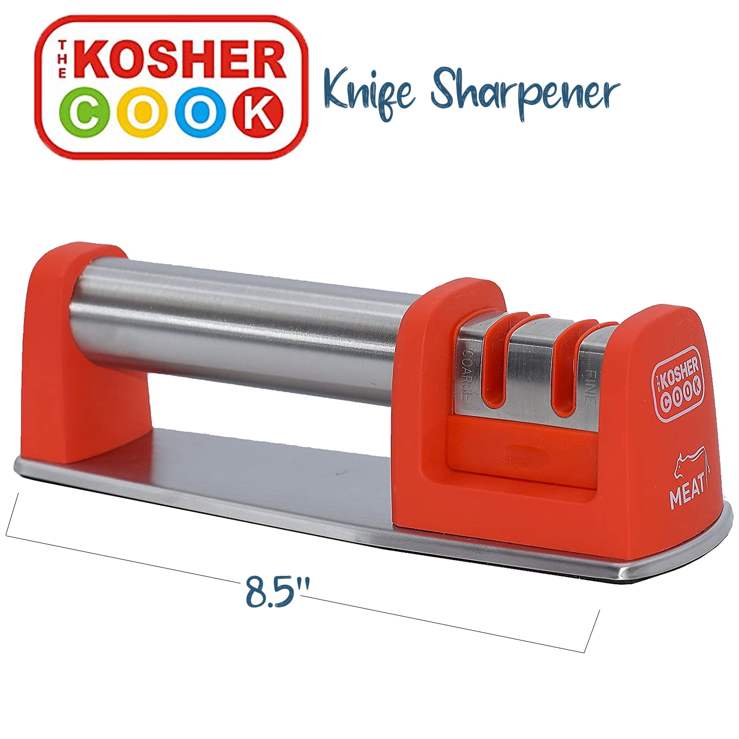 The Kosher Cook, 8.5" Kitchen Chef Straight and Serrated Knife Sharpener - Red