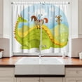 thumbnail image 2 of Ambesonne Cartoon Kitchen Curtains, Knight and His Horse, 55"x39", Apple Green Sky Blue, 2 of 3