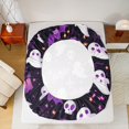 thumbnail image 5 of Manfei Spooky Skull Ghost Twin Sheet Set,Halloween,Purple Bats,3-Piece Ultra Soft, 5 of 7