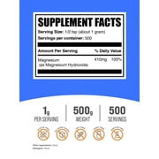 BulkSupplements Magnesium Hydroxide Powder- 1g per Serving - 500 Grams (1.1 lbs) - 500 Servings
