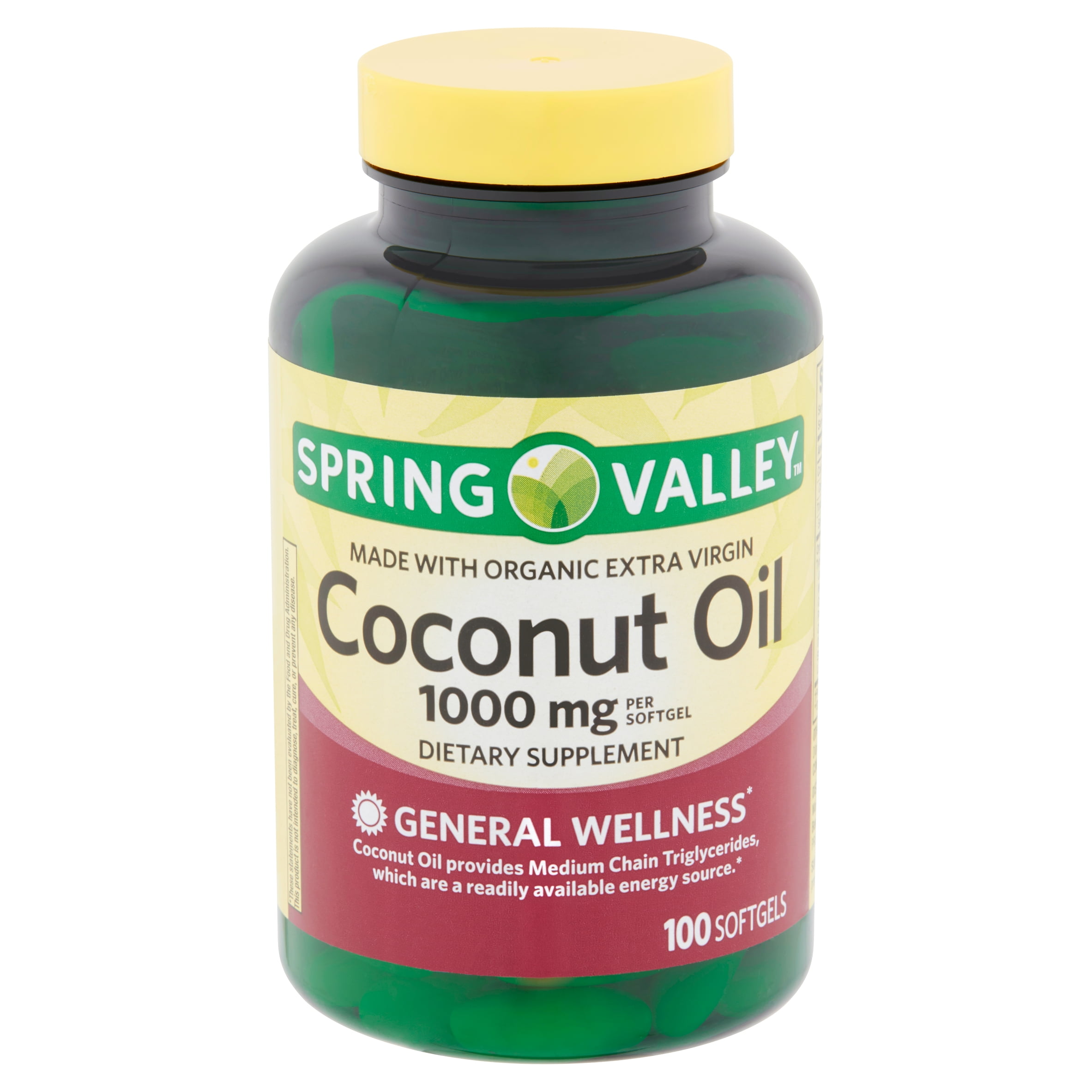 Spring Valley Coconut Oil Softgels, 1000mg, 100 Count