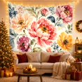 thumbnail image 3 of Pink and Yellow Watercolor Blooms Against Cream Background, Romantic Watercolor for Flower Lovers, Floral Wall Decor, Mother's Day Gift, Tapestry Wall Hanging for Bedroom and Living Room, 3 of 7