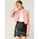 thumbnail image 3 of Chaqueta de Mezclilla Allegra K Manga Larga Botones Rosa L, 3 of 6