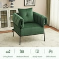 thumbnail image 5 of Furniliving Upholstered Accent Chair, Oversized Barrel Armchair with Thicker Seat Cushion and Pillow, Club Chair for Living Room Bedroom Makeup Room, Green, 5 of 10