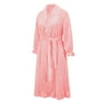 thumbnail image 5 of Women's Lace Trim Plush Fleece Maxi Robe, Elegant Collar Long Sleeve Bathrobe, Soft Warm Nightgown, Cozy Winter Loungewear, Delicate Trim Sleepwear Hot Pink XXL, 5 of 10
