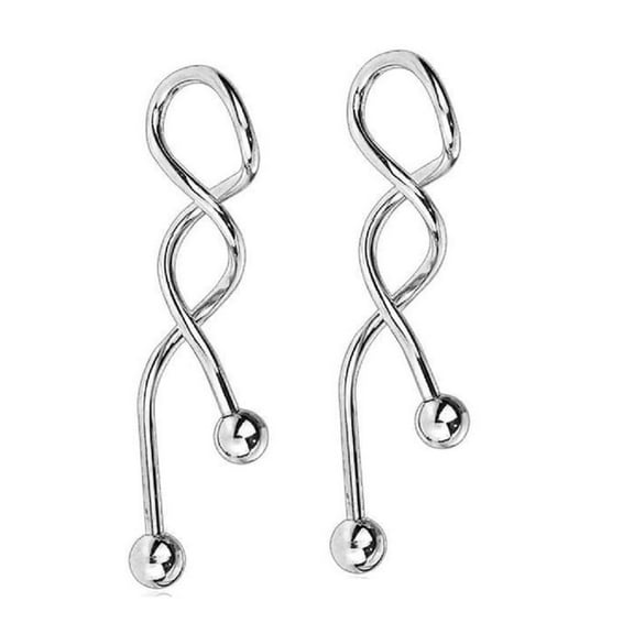 Body Accentz Earrings Rainbow Twisted Spiral Taper Uneven Ends Pair 14g