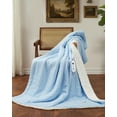 thumbnail image 2 of Lumiparty Heated Electric Blanket Throw 50"×60", Sherpa Heating Blanket with LCD Controller, 6 Heat Levels, Machine Washable, Light Blue, 2 of 9