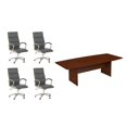thumbnail image 1 of Pemberly Row Ensemble de 5 - Table de Conférence Cerisier & 4 Chaises Exécutives Gris Foncé, 1 of 13