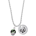 thumbnail image 1 of Delight Jewelry Silvertone Wide Lime Green Cheetah Print Band Spinner Silvertone Script Initial Disc - W - Charm Necklace, 20"+3", 1 of 4