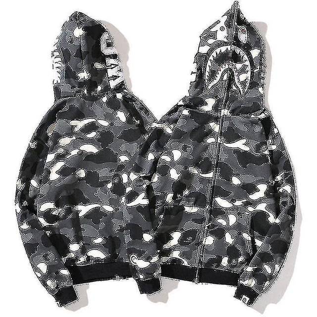 Mens Hoodie Camo Loose Zipper Jacket Sweatershirt For Men Boy-yky