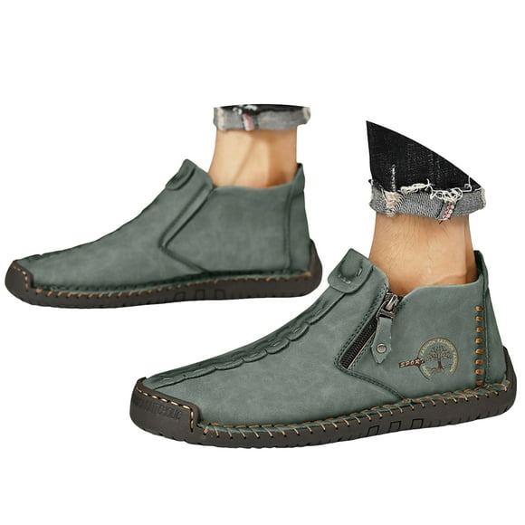Mepaouo Mens Slip on Casual Loafers Classic Leather Walking Hiking Shoes Work Dress Ankle Sneakers