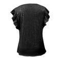 thumbnail image 5 of Black Tshirts for Women Spring and Summer New V Neck Plug In Sleeve Solid Color Sequin Top Women's T Shirt Going Out Tops for Women, 5 of 6