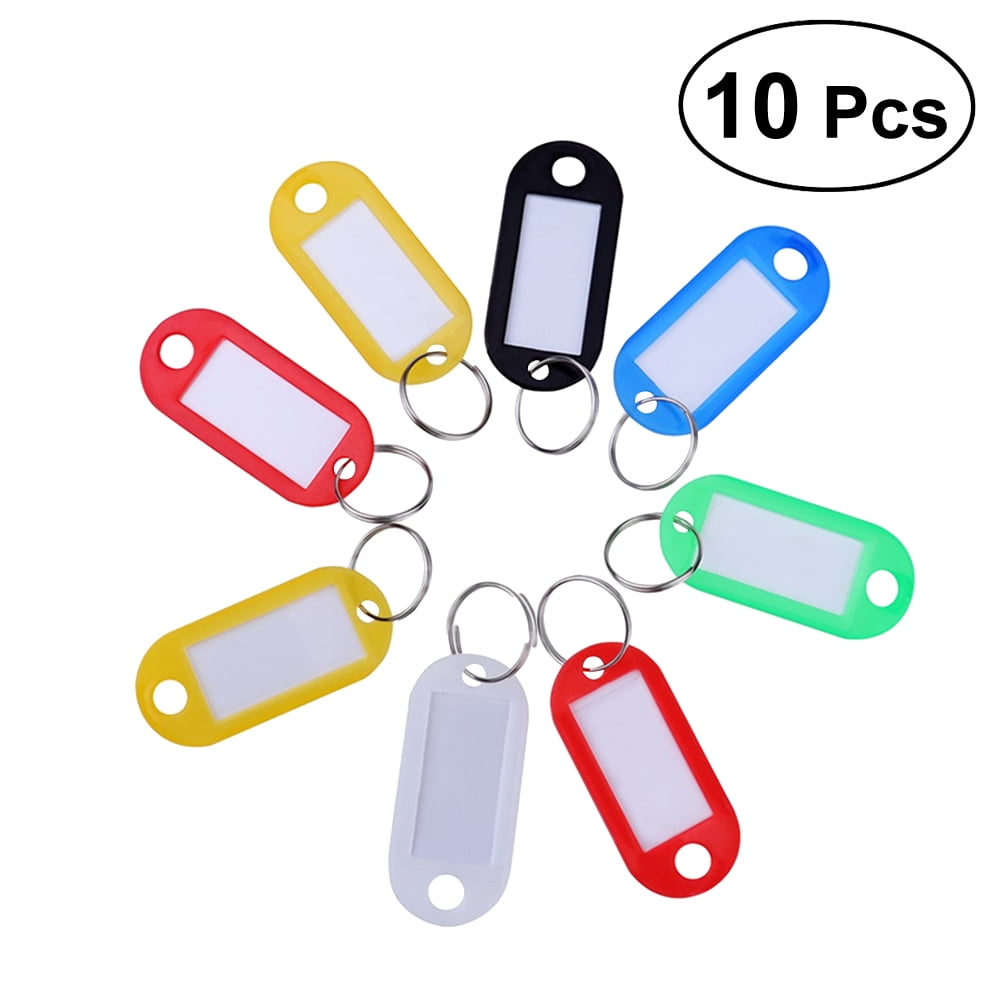 Etereauty 10Pcs Plastic Key Fobs Luggage ID Tags Labels with Key Rings ...