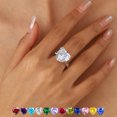 thumbnail image 4 of Juwaliy Silver Plated Women Ring White Cubic Zirconia Heart Rose Flower Solitaire Ring Bridal Jewelry Birthday Gift, 4 of 7