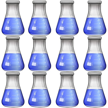 50ml Narrow Mouth Erlenmeyer Flask, Borosilicate Glass, Heavy Duty Rim, Thick Wall, Karter Scientific (Pack of 12) 50ml Pack of